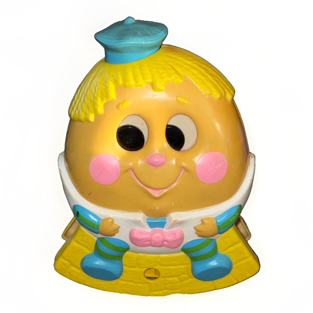 Vintage Humpty Dumpty Baby Nursery 1983 Musical Crib Rail Rocker Action Toy